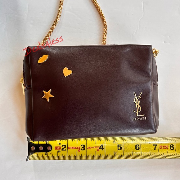 YSL Crossbody - Cosmetic Bag to Purse Beaded Logo Charm Designer Clutch New - Picture 9 of 11